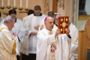 Los Angeles Auxiliary Bishop Albert Bahhuth presided over a Mass at Sacred Heart Retreat House in Alhambra, where the relics of St. Thérèse were displayed on Oct. 13 during a U.S. tour of the saint's relics. (Jeffrey Bruno)