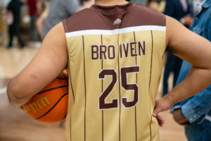 In a unique twist to the annual priests vs. seminarians basketball game in the Archdiocese of Los Angeles, the Capuchin Franciscan order put their members on the court against the LA seminarians. The Capuchins won the game, 57-50, on Jan. 18 at St. Francis High School in La Cañada Flintridge. (John Rueda)