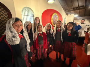 Students and staff at Holy Innocents School in Long Beach pose during Catholic Schools Week celebrations. (Holy Innocents School)