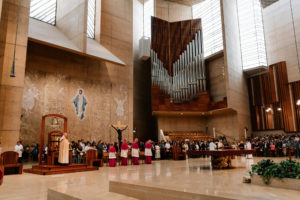 Thousands attend the Rite of Election ceremony at the Cathedral of Our Lady of the Angels on Feb. 15. (Peter Lobato)