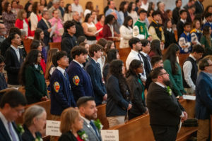 Teachers, staff and students attend the 2026 Christian Service Awards Mass on March 10 at the Cathedral of Our Lady of the Angels. (John Rueda)