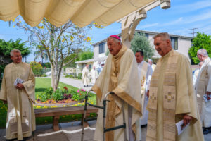 Bishop Edward Clark appears at a Mass at St. Maria Goretti in Long Beach March 28 celebrating his 25th anniversary of episcopal ordination. (Peter Lobato)