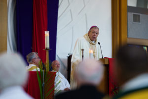 Bishop Edward Clark presides over a Mass at St. Maria Goretti Church in Long Beach March 28 celebrating his 25th anniversary of episcopal ordination. (Peter Lobato)