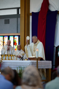 Bishop Edward Clark presides over a Mass at St. Maria Goretti Church in Long Beach March 28 celebrating his 25th anniversary of episcopal ordination. (Peter Lobato)