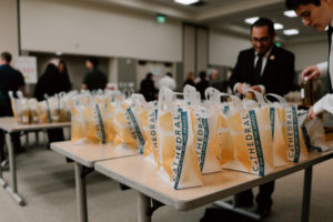 The blessed holy oils are waiting to be picked up at the Cathedral of Our Lady of the Angels following the Chrism Mass on March 30. (Peter Lobato)