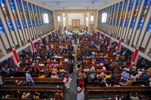 Hundreds packed St. Eugene Church in South LA for a special May 31 Mass with Cardinal Peter Ebere Okpaleke of Ekwulobia, Nigeria, who visited LA as part of a tour visiting Nigerian Catholics living in the U.S. (Michael Goulding)