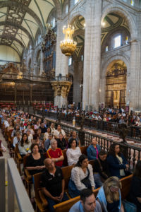 Pilgrims attend Mass at the Mexico City Metropolitan Cathedral on July 10. (Isabel Cacho)