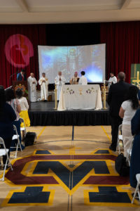 Archbishop José H. Gomez presides over a Welcome Back Mass on Aug. 5 at Cantwell-Sacred Heart of Mary High School in Montebello. (Poncho Romero)