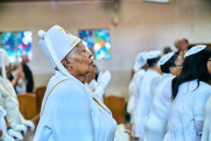 Hundreds attended the Aug. 14 funeral Mass for Deacon Hosea Alexander at Holy Name of Jesus Church in Los Angeles. (John Geronilla)