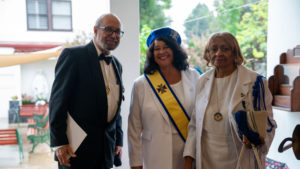 Greg Warner Sr., left, poses at a Sept. 6 Mass of Thanksgiving for his election as supreme navigator of the Knights of Peter Claver at Transfiguration Church in Los Angeles. (John Rueda)